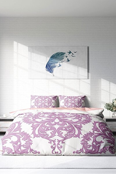 PerlaSera 3D Спеціальний дизайн - Двоспальний комплект постільної білизни Pink Damask, щільна бавовняна сатинова тканина