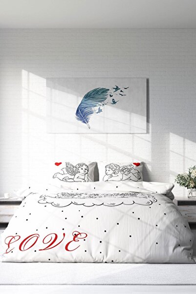 PerlaSera Angel Modern 3D Design Special - Set cuvertură de pilota dublă, satin de bumbac țesut dens