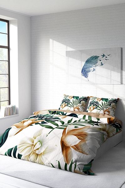 PerlaSera Soft Tropic 3D Custom Design - Double Duvet Cover Set, Tightly Woven Cotton Satin