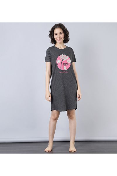 Aila Women's Sleepwear Charcoal Dress