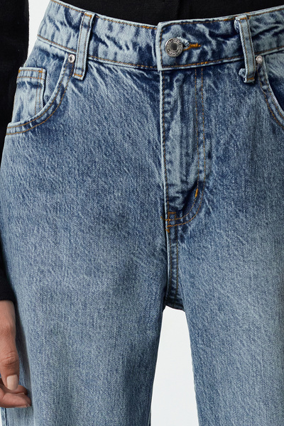 Trendyol Collection Μπλε - Premium More Sustainable Wide Leg Jeans Κανονική μέση TWOAW25JE00086