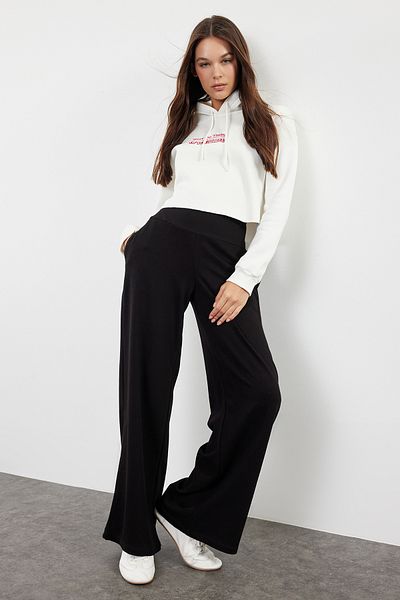 Trendyol Collection Schwarze Hose mit weitem Bein und extra hoher Taille - Twoaw25pl00026