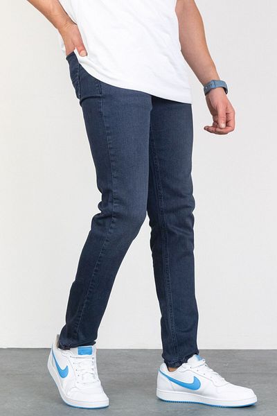 HLT JEANS Ανδρικό Navy Blue Slim Fit Lycra Flexible Grinded Denim Παντελόνι 842hltvalblue Hlt00842