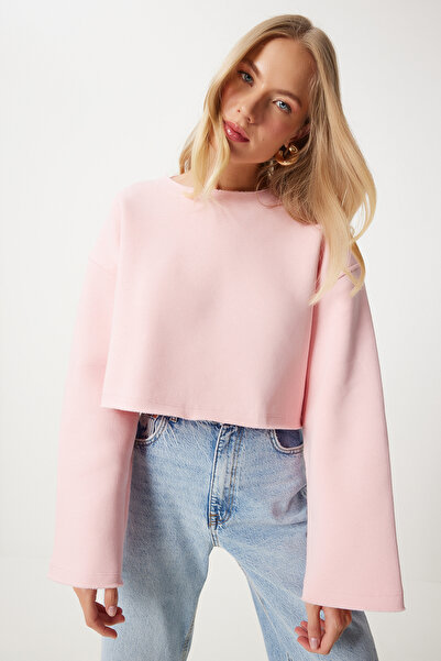 Happiness İstanbul Pink Oversize kötött női pulóver - NJ00154