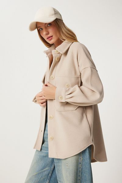 Happiness İstanbul Beige gestempelte Damen-Hemdjacke - Taschen, NV00071