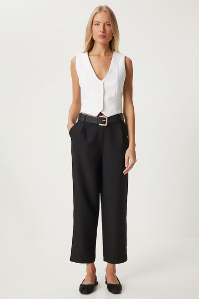 Happiness İstanbul Women's Black Pipe Leg Trousers - Fn03310