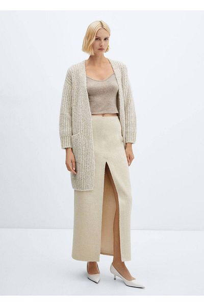 MANGO Woman Thick Knitted Lurex Cardigan