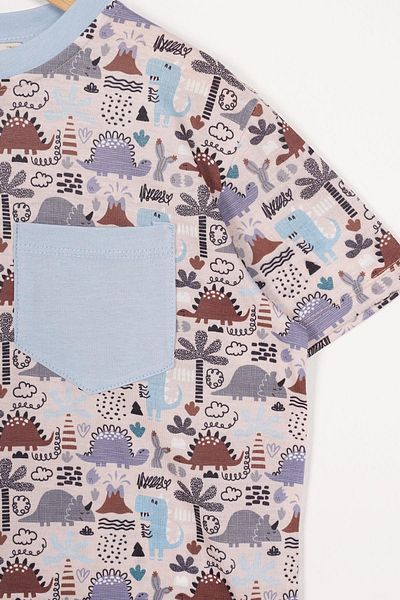 zepkids Tricou pentru băiat de culoare albastră cu buzunar aplicat