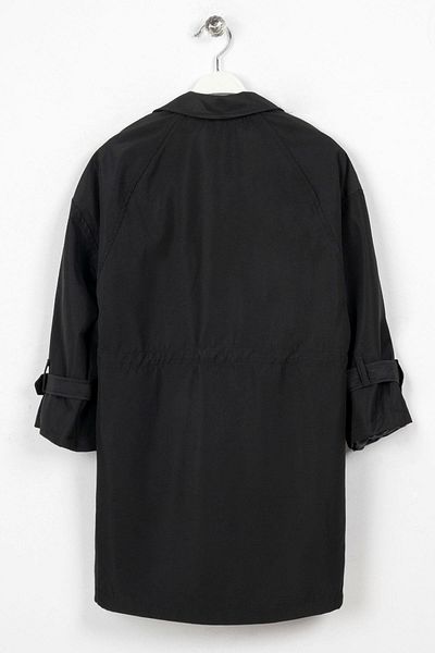 zepkids Double Breasted Long Sleeve Double Breasted Collar Waist Tie Black Color Girl's Trencoat