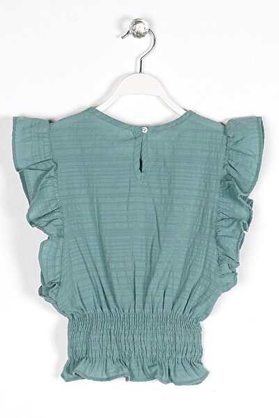 zepkids Crew Neck Bat Sleeve Green Color Girl's Blouse