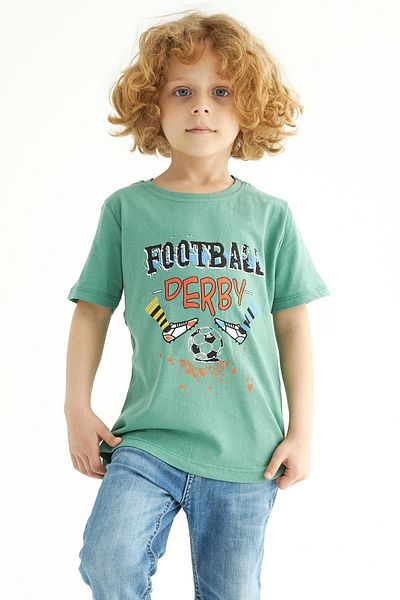 zepkids Μπλουζάκι με στάμπα Futboll για αγόρια - Crew Neck, Cagla Green