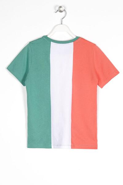 zepkids Crew Neck Short Sleeve Feel The Vıbe Printed Double Color Cagla Green...