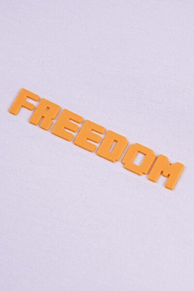 zepkids Crew Neck Short Sleeve Freedom Printed White Color Boy's T-shirt