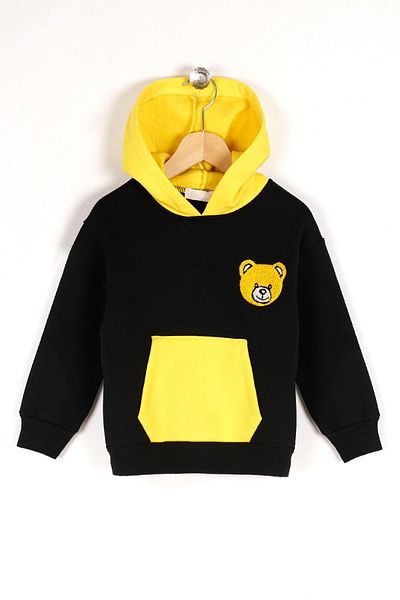 zepkids Hanorac pentru băiat, cu mânecă lungă, imprimat urs, culoare galbenă