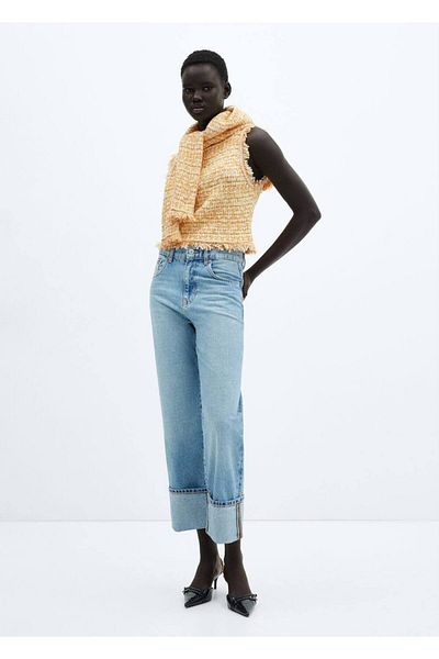 MANGO Woman Bluză din tweed fără cusături