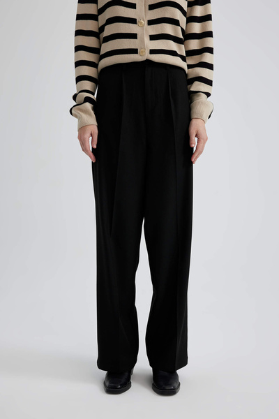 DeFacto Pantaloni de pânză negri pentru femei - C2020ax/bk81