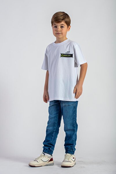 zepkids Boy's T-shirt - Front and Back Printed, Ecru Color