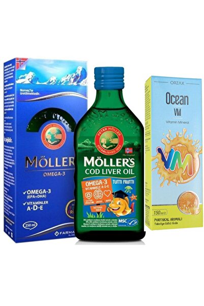 Möller's Mollers Tutti Frutti Omega 3 Balık Yağı 250 ml + Ocean Vitamin Miner...