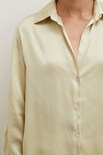 Never more Beige Satin Basic Shirt