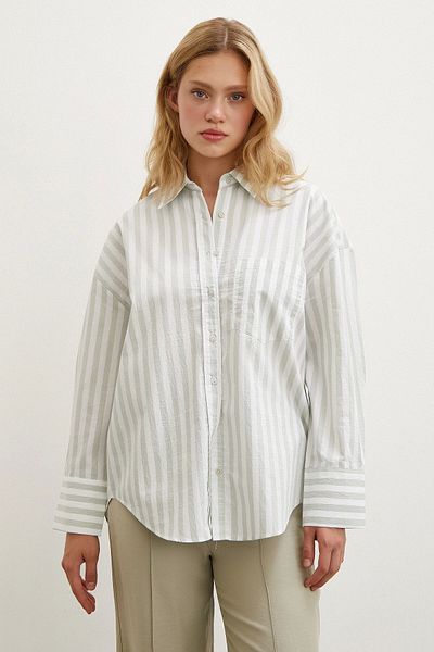 Never more Mint Striped Pocket Shirt
