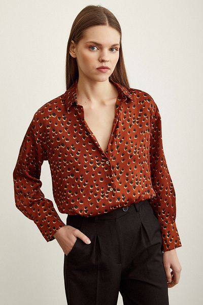 Never more Polka Dot Patterned Satin Shirt