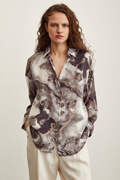 Never more Tie-Dye Pattern Shirt Gray