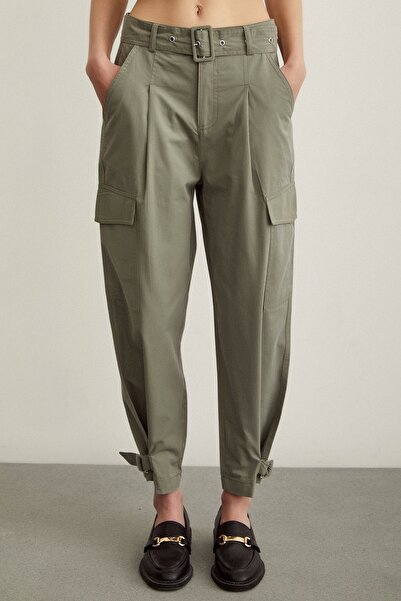 Never more Cargo Pocket Striped Trousers Khaki