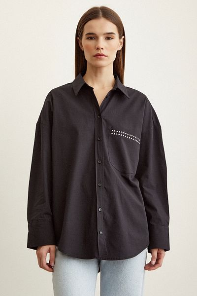Never more Stone Detailed Poplin Shirt
