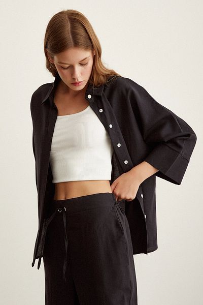 Never more Bat Sleeve Linen Shirt