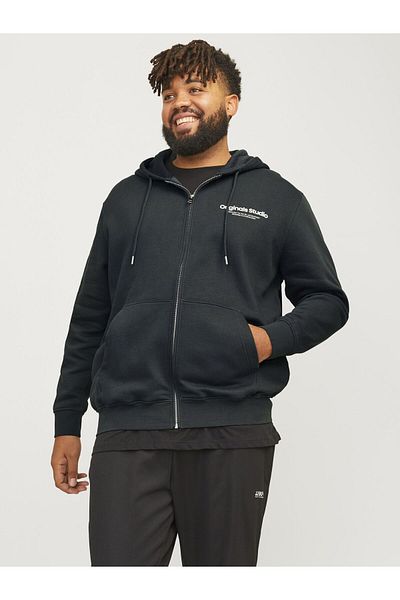 Jack & Jones Plus Kapuzenpullover mit Reißverschluss Große Größen Bedruckter Kapuzenpullover mit Reißverschluss