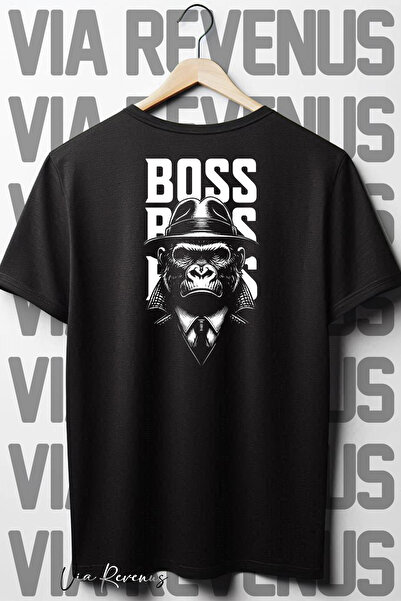 Vordevia Μαύρο μπλουζάκι Boss Gorilla Oversize - Εκτύπωση στην πλάτη