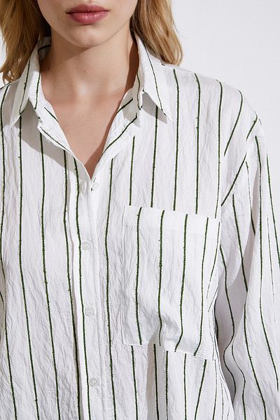 Never more Green Striped Pocket Shirt