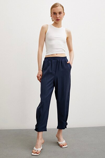 Never more Navy Blue Casual Παντελόνι - Ελαστικό