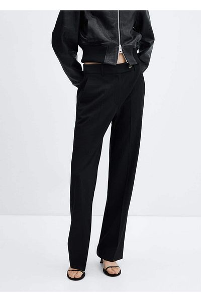 MANGO Woman Side Buttoned Straight Cut Trousers