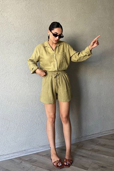 Seda Yalçın Atelier LonG Sleeve SinGle Pocket KHaki Shirt