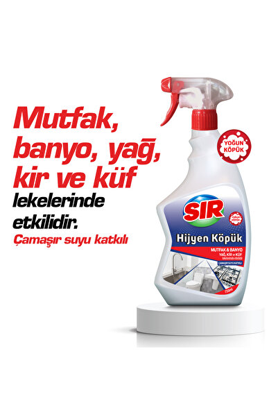 Sır Hijyen Köpük Mutfak & Banyo Çamaşır Suyu Katkılı 750 ml 2'li