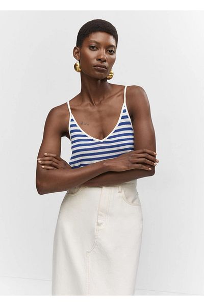 MANGO Woman Knitwear Striped Blouse