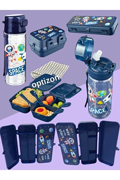 OPTİZON Хранителен комплект от 3 части Astronaut - Непропусклива бутилка за в...