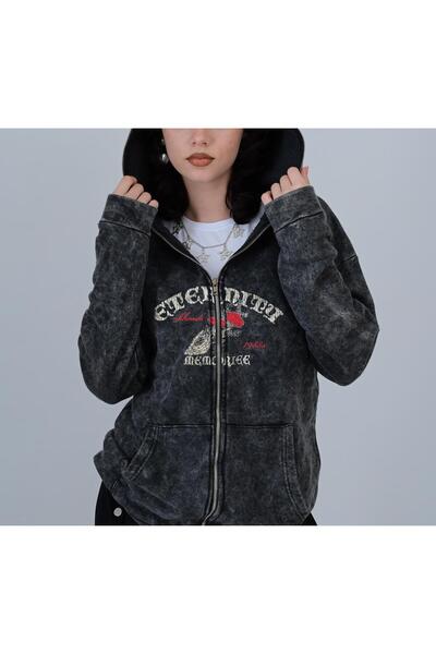 Charmy Cardigan unisex supradimensionat cu glugă, imprimat Lovens Eternity - ...