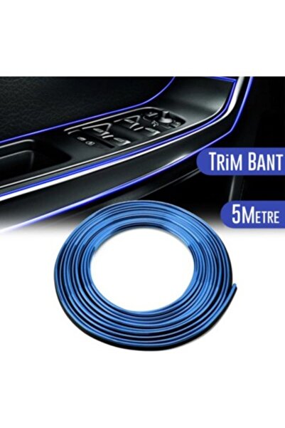 ede Trim Fitil Krom Yeni Nesil Araç Içi Ip Şerit Balık Sırtı Nikelajlı 5 Metre Mavi