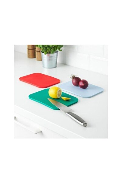 IKEA 365+ Kesme Tahtası-IKEA Matdoft 3'lü Bıçak Seti, IKEA Paslanmaz Çelik Sarımsak Ezici 16 cm