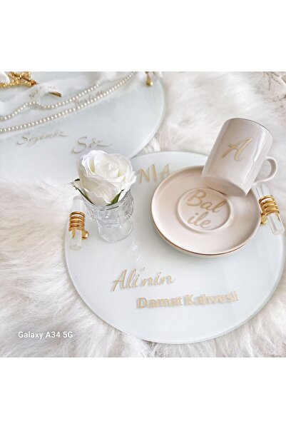 LilAmor Concept Hediyelik Set de căni și tavă pentru mire