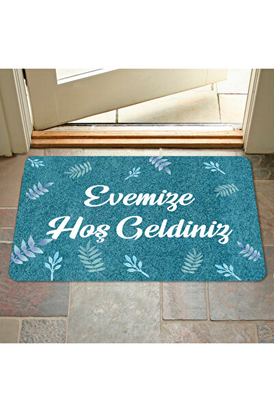 M&H Quality Welcome Written Digital Printed Flower Pattern Hooded Non-slip Mat - Washable for Inside and Outside