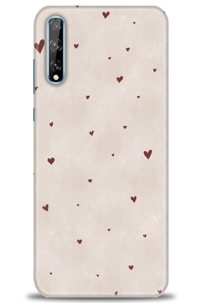 Genel Markalar Huawei P Smart S Kılıf HD Baskılı Kılıf - Kahve Kalpler- BeRa