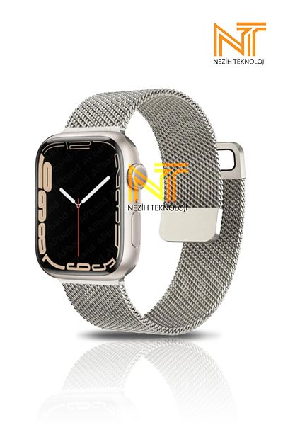 Nezih Case حزام معدني شبكي من Starlight Milano متوافق مع سلسلة ساعات Apple 2/3/4/5/6/7/8/9/se 38 ملم - 40 ملم - 41 ملم