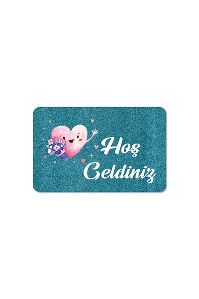 M&H Quality Welcome Written Digital Printed Flower Pattern Hooded Non-slip Mat - Washable for Inside and Outside
