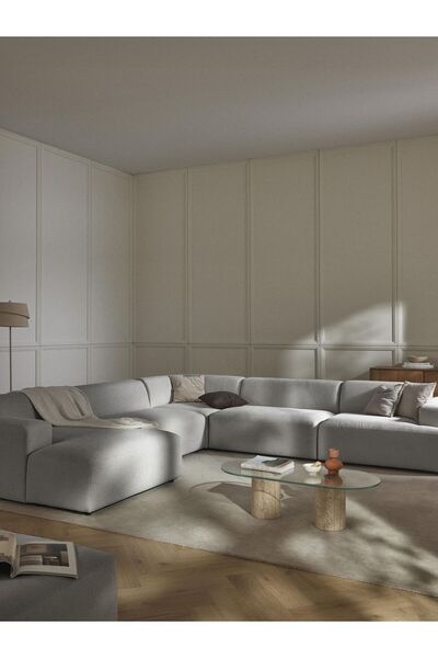 S Home Design Concept Molly Xl Köşe Koltuk Takımı Sol Köşe Keten Açık Gri
