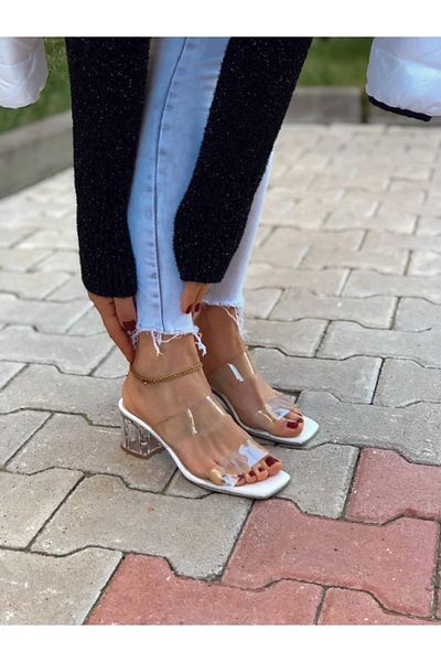 BZC AYAKKABI Women's Shoes with Transparent Bands and Heel Detail