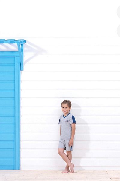 Blackspade 7257- Boy's Pajama Set with Shorts - gray