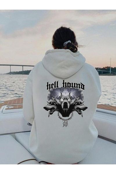 Touz Moda Φούτερ με λευκή κουκούλα - Hell Hound Printed